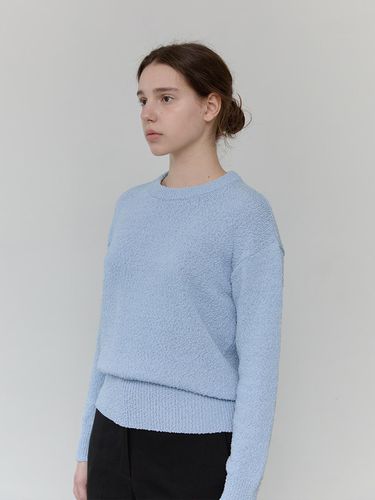 Boucle Round Knit Top_Sky Blue - dankedir - Modalova