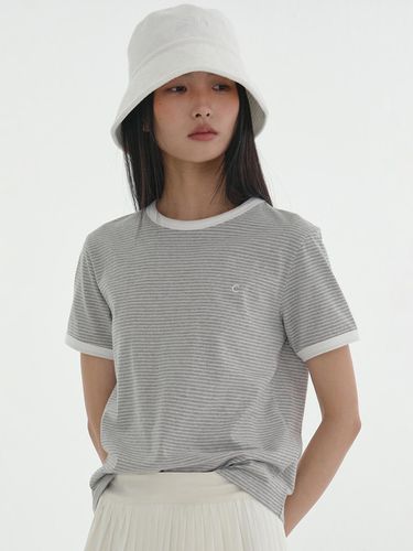 Stripe Ringer T-shirt_Melange Grey - CLOVE - Modalova