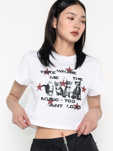 Star Graphic Crop Tee White - HIGHSCHOOLDISCO - Modalova