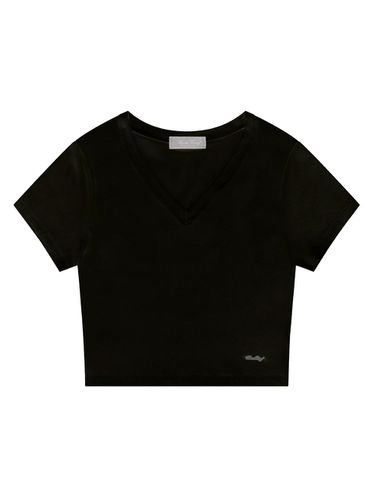 MF Classic V Neck Crop T-shirt_Black - MOONFAIRY - Modalova