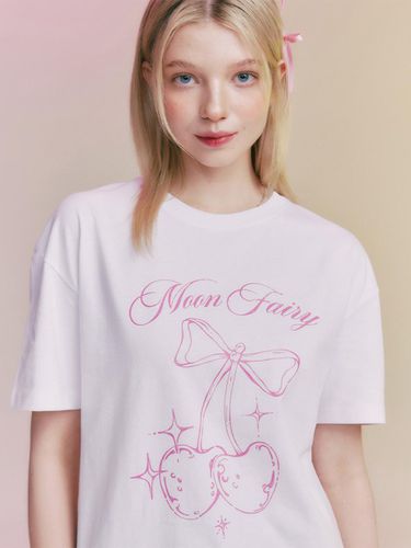 MF Cherry Ribbon T-shirt_White - MOONFAIRY - Modalova