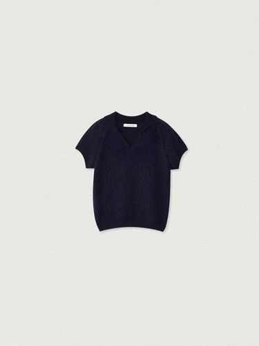 Holgarment Open Collar Knit (Navy) - chat de lama - Modalova