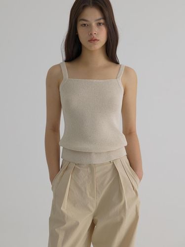 Paper Linen Square Knit Sleeveless_Beige - verbom - Modalova