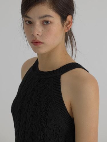 Paper Halter Knit Sleeveless_Black - verbom - Modalova