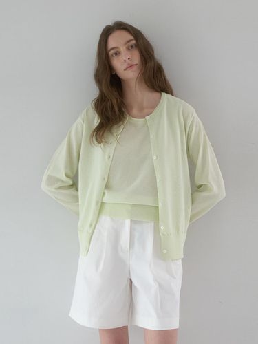 Summer Basic Round Cardigan_Green - dankedir - Modalova