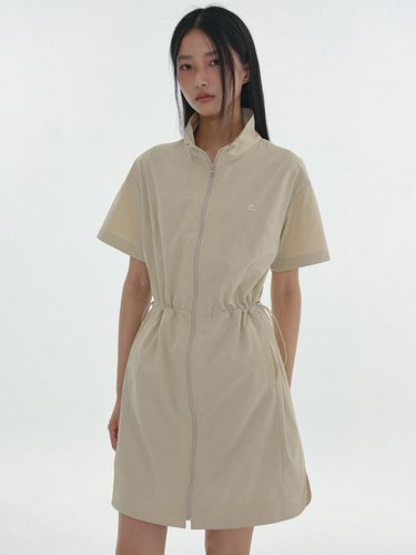 Full Zip-Up Half Sleeve Dress_Beige - CLOVE - Modalova