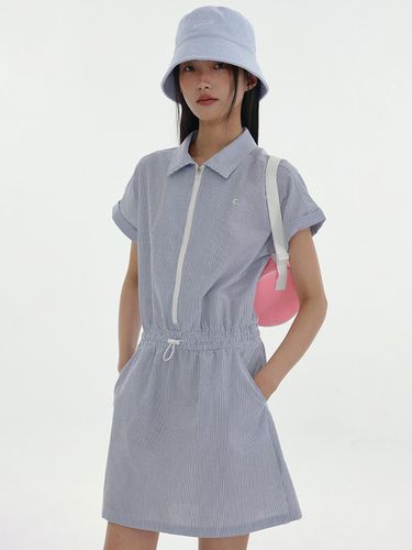 Seersucker Polo Dress_Blue - CLOVE - Modalova