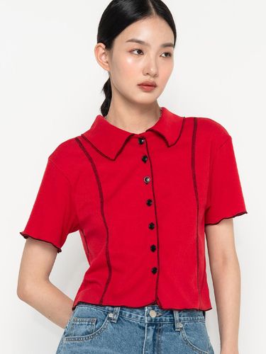 Stitch Point Short-Sleeve Shirt Red - HIGHSCHOOLDISCO - Modalova