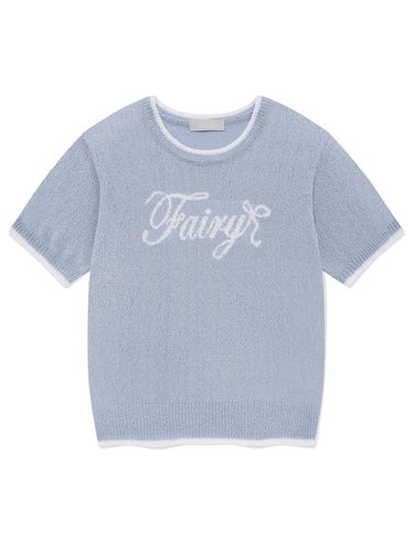 MF Fairy Ribbon Logo Knit Top_Sky Blue - MOONFAIRY - Modalova