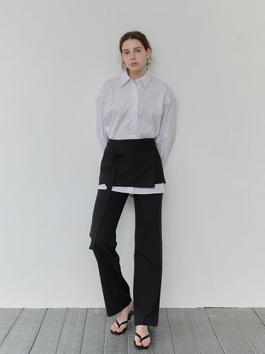 Slim Long Slacks_Black - dankedir - Modalova