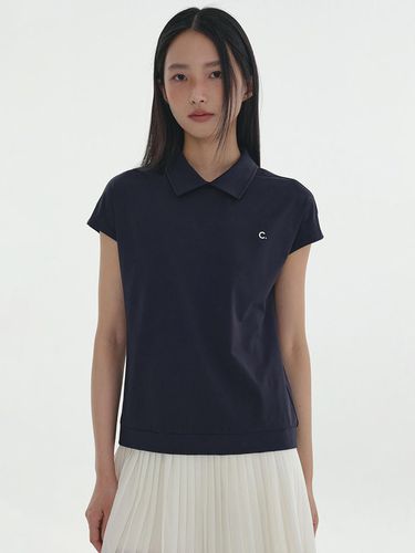 Collar Cap Sleeve T-Shirt_Navy - CLOVE - Modalova