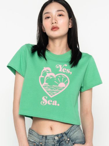 D Graphic Crop Tee Green - HIGHSCHOOLDISCO - Modalova