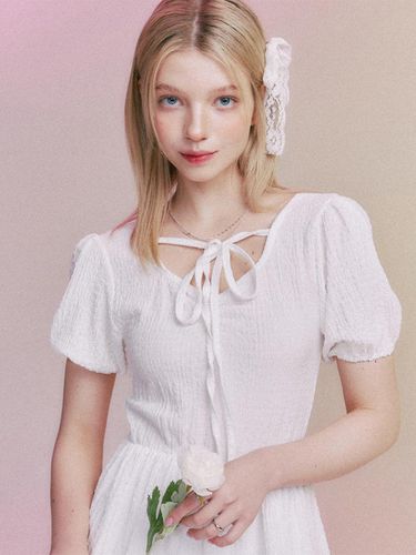 MF Blanc Ribbon Puff Dress_White - MOONFAIRY - Modalova