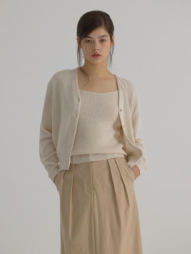 Paper Llinen Knit Cardigan_Beige - verbom - Modalova