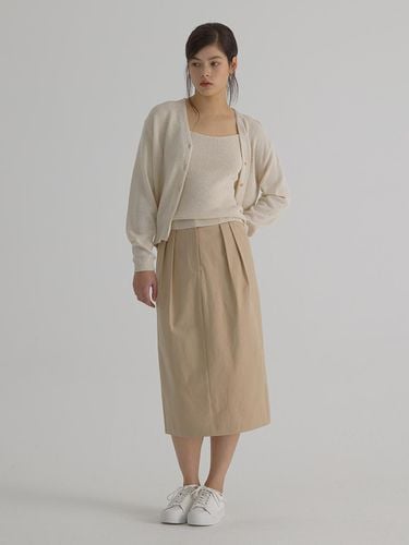 Cotton Pintuck Skirt_Beige - verbom - Modalova