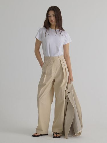 Cotton Pintuck Wide Pants_Beige - verbom - Modalova