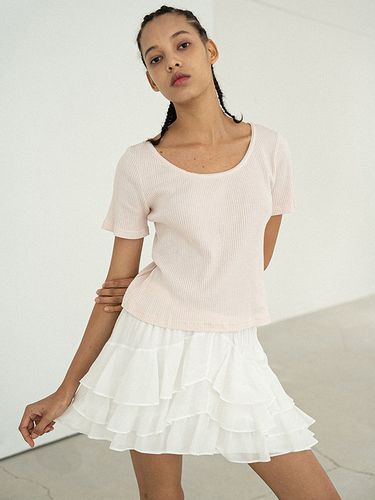 White Lace Trimmed Rib T-Shirts - vente - Modalova