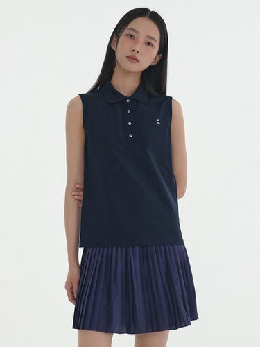 Standard Pique Sleeveless Top_Navy - CLOVE - Modalova