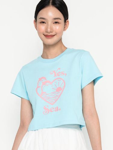 D graphic crop t-shirt sky blue - HIGHSCHOOLDISCO - Modalova