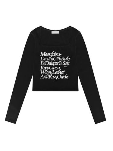 MF Square Lettering Long Sleeve Top_Black - MOONFAIRY - Modalova