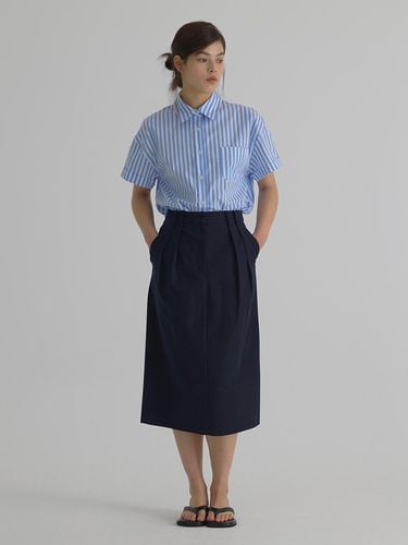 Cotton Pintuck Skirt_Navy - verbom - Modalova