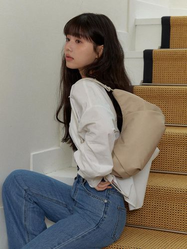 Loeb Nylon Hobo Bag _ Beige - OVHEE - Modalova