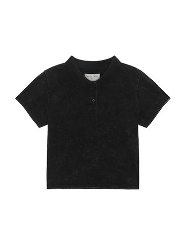 Applique Washed Pique Crop Top_Charcoal - Matin Kim - Modalova