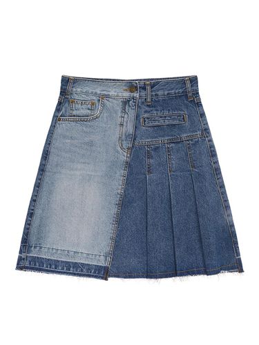 Pleats Point Denim Midi Skirt_Blue - Matin Kim - Modalova