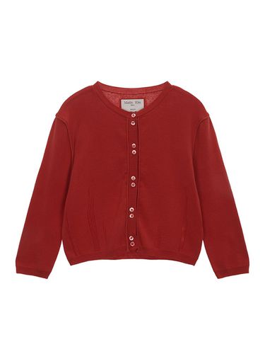 Three Quarter Sleeve Round Cardigan_Red - Matin Kim - Modalova