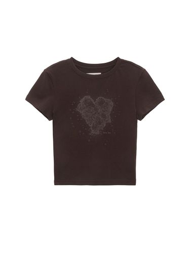 Heart Graphic Crop Top_Brown - Matin Kim - Modalova