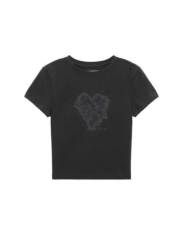 Heart Graphic Crop Top_Charcoal - Matin Kim - Modalova