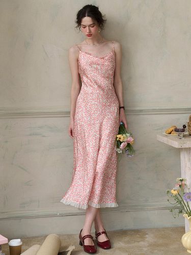 Floral Slip Pink Dress - Simple Retro - Modalova