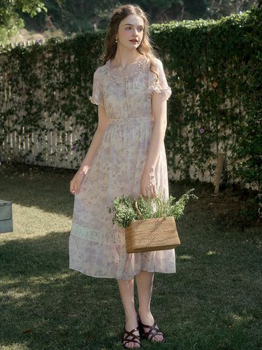 Romantic Lace Floral Dress - Simple Retro - Modalova