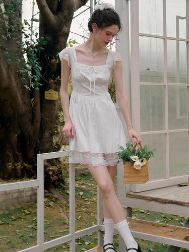 Pure White Short Dress - Simple Retro - Modalova