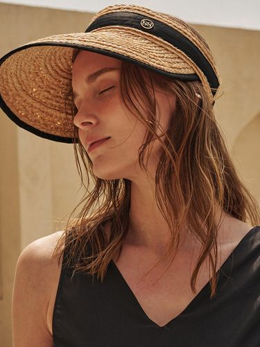 Raffia Sun Visor Sun Cap_Black - Saint Luxure - Modalova