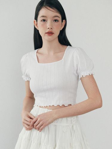 Frill Crop T-shirt - White - LuluChou - Modalova