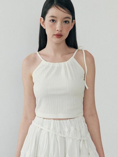 Ribbon Halterneck Top - White - LuluChou - Modalova