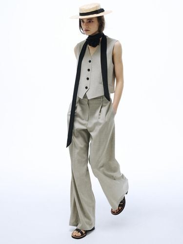 Summer Wool Classic Wide Pants_Beige - MARDI MERCREDI - Modalova