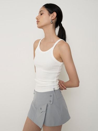 Basic Halter Sleeveless Top_White - Porta - Modalova