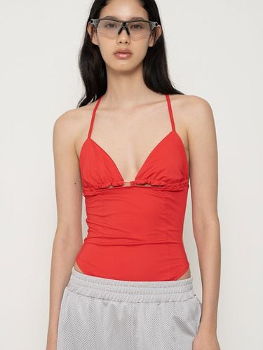 Way Cut Out Shirring Bodysuit_Red - Porta - Modalova