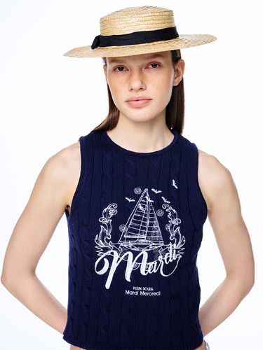 Cable Top Sleeveless Top Bon Voyage_Navy White - MARDI MERCREDI - Modalova