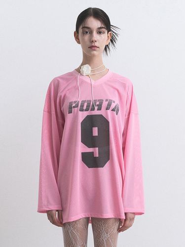 MESH FOOTBALL JERSEY TOP, PINK - Porta - Modalova