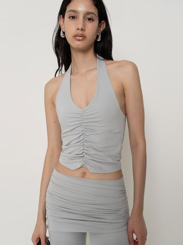 Shirring Span Halter Neck Top_Grey - Porta - Modalova