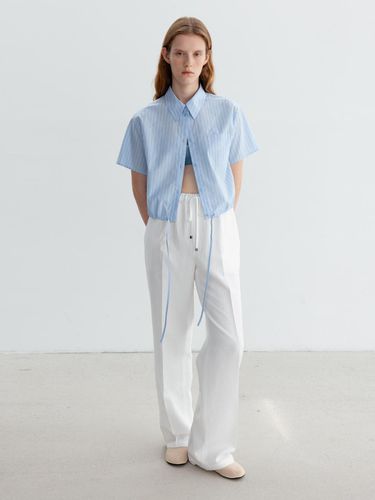 Linen Blend Straight Banding Pants - Carriere - Modalova