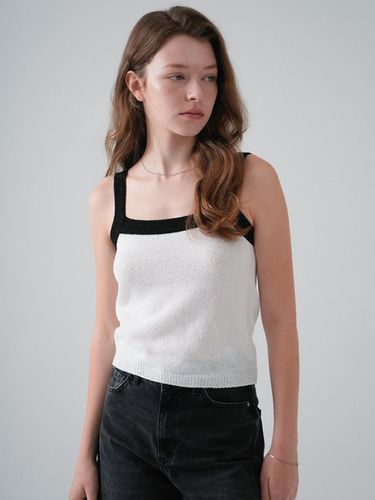 Summer Square Color Matching Knit Sleeveless Top - VLETI - Modalova