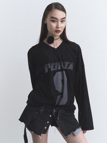 MESH FOOTBALL JERSEY TOP, BLACK - Porta - Modalova