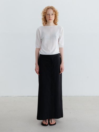 Seersucker Belted Long Skirt - Carriere - Modalova