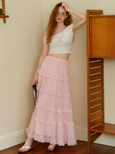 Cest_Sweet Mesh Layered Skirt_Pink - Cest Moidew - Modalova