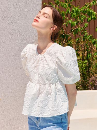 Summer Puff Half Sleeve Blouse_White - camino - Modalova