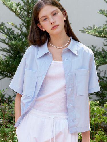 S Semi Crop Pocket Shirt_Sky - ANEDIT - Modalova